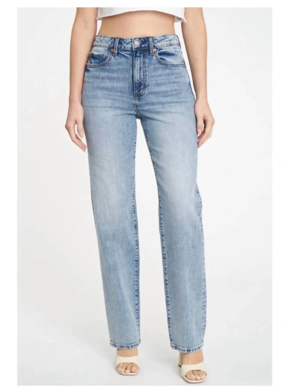 Daze 90s inspired Minimalist High Rise Straight Leg Light Wash Relaxed Denim